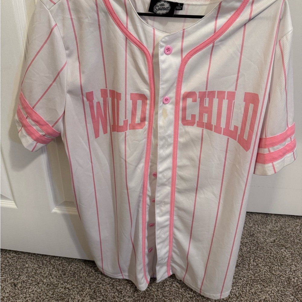 Pink and White Baseball Shirt